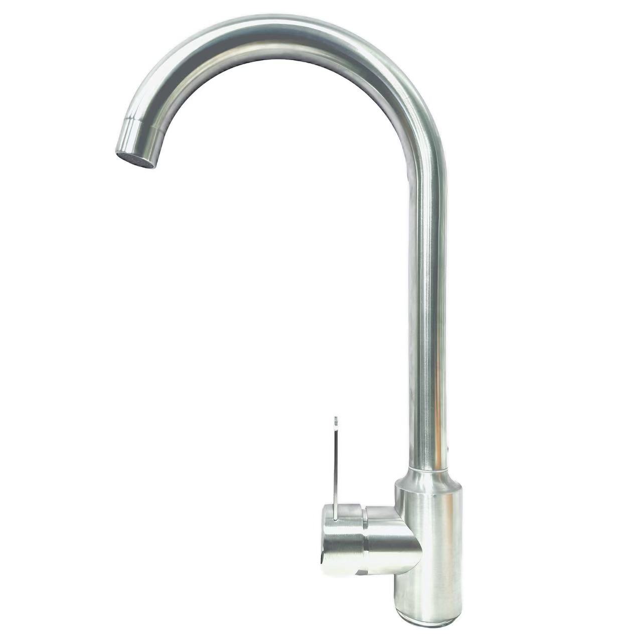 Grifo de fregadero giratorio monomando delgado de acero inoxidable cepillado