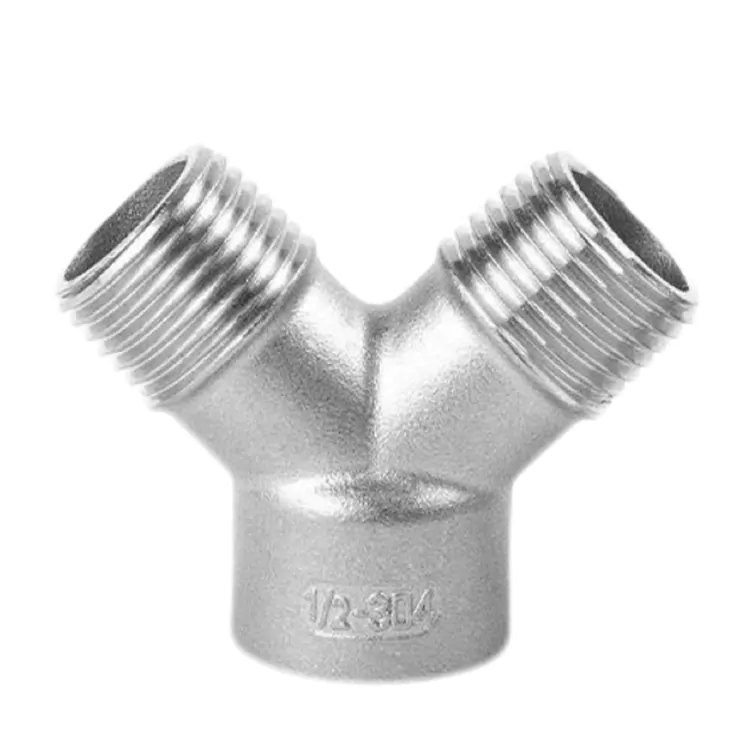 Camiseta de tubo tipo Y hembra-hembra-macho de acero inoxidable BSP