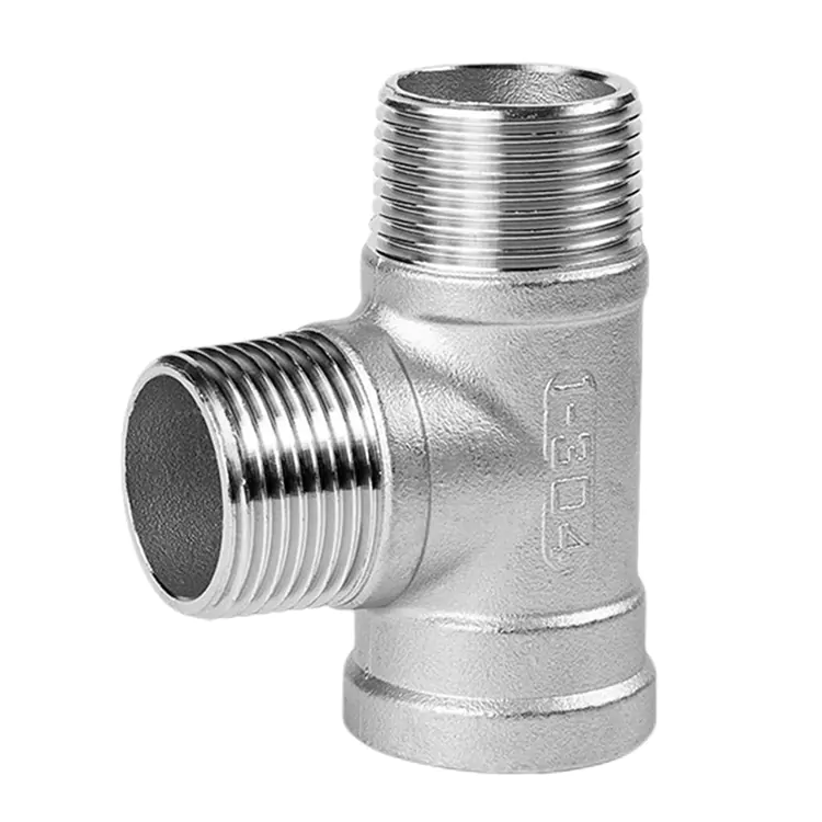 Conexión en T macho-hembra-hembra de acero inoxidable BSP