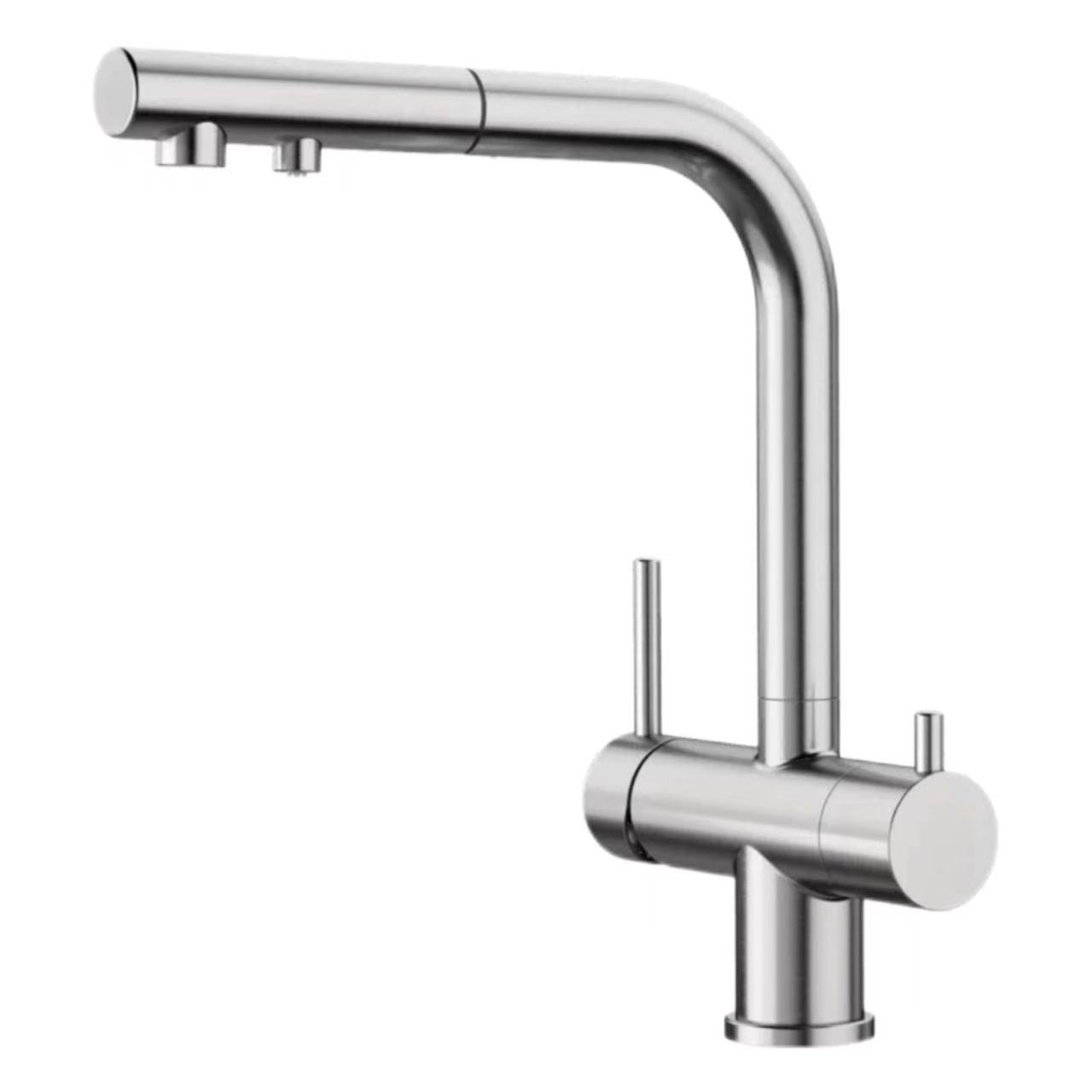 Grifo purificador de agua de cocina extraíble con doble control y manija doble