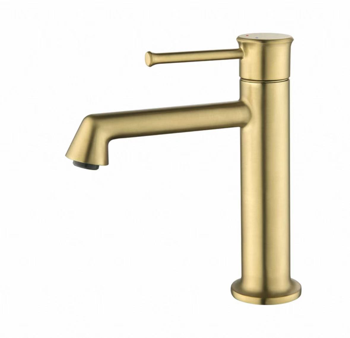 Grifo monomando cilíndrico dorado mate
