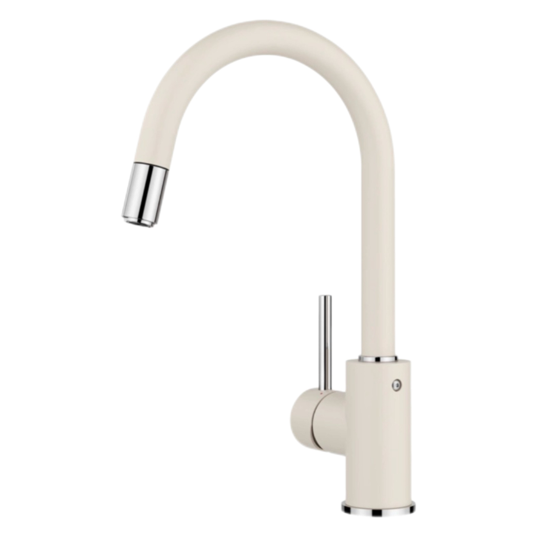 Grifo extraíble de cocina frío y caliente con cuello de cisne minimalista