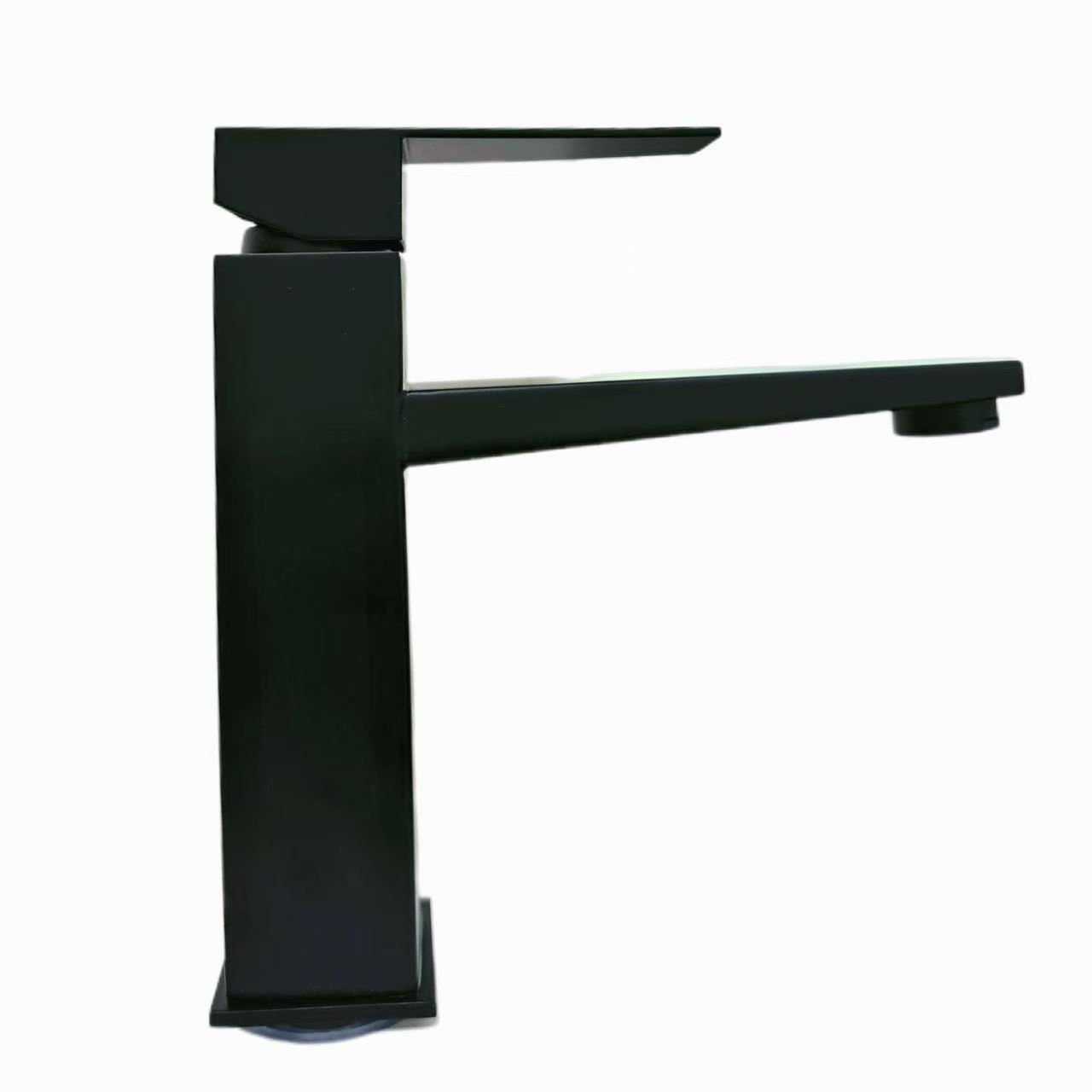 Grifo de lavabo cuadrado negro esmerilado de estilo minimalista moderno
