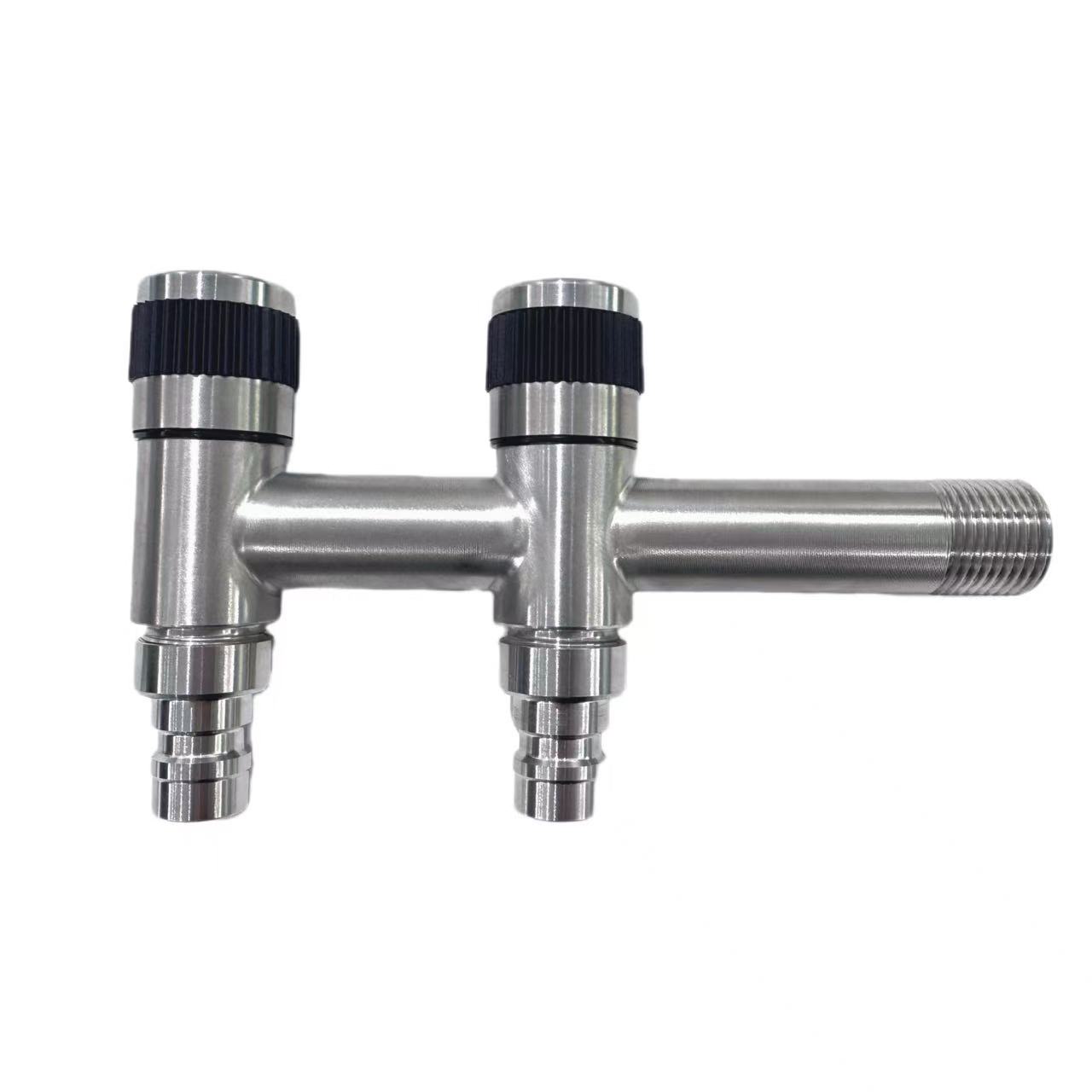 Grifo para lavadora de doble uso de acero inoxidable con una entrada y dos salidas