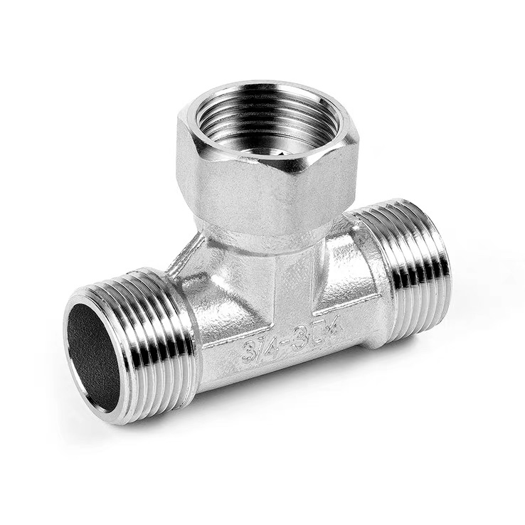 Tee de tubo giratoria macho-hembra-hembra de acero inoxidable