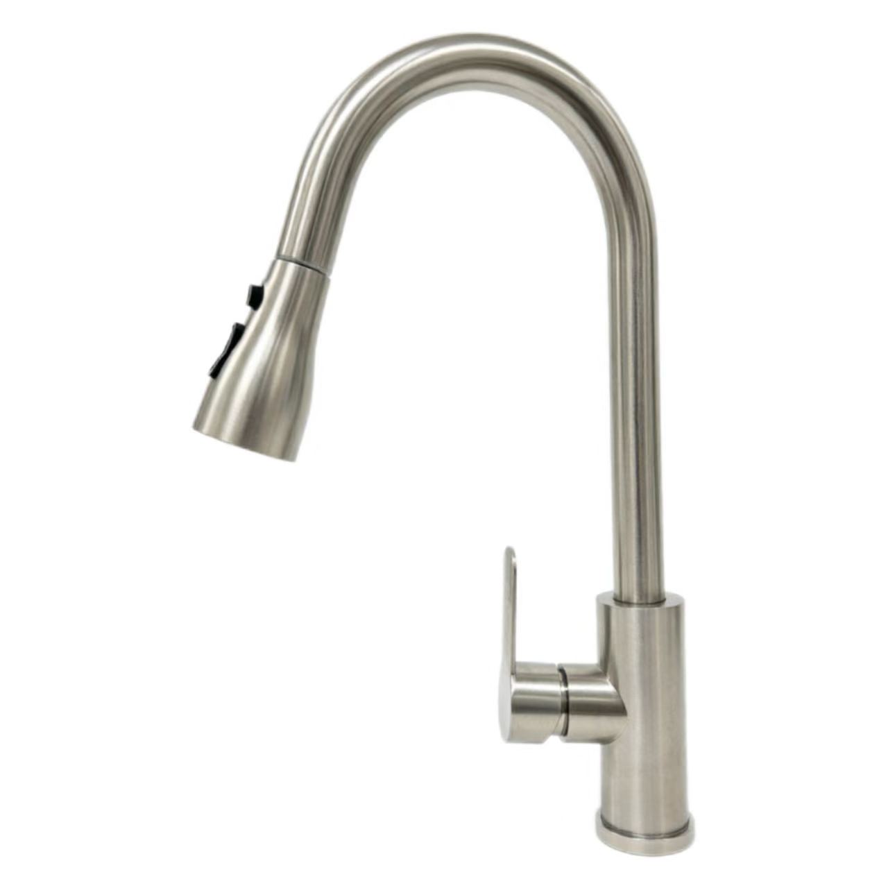 Grifo extraíble para cocina con cuello de cisne, agua fría y caliente